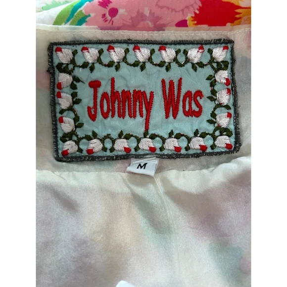 Johnny Was NWT Floral Midi Dress Pink White Embroidered Beaded Size M - Picture 11 of 16